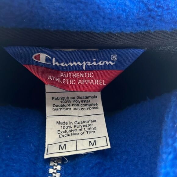 🔥🔥 Vintage CHAMPION Sherpa Fleece Pullover 1/4 Zip Sweatshirt - Sz M - Navy - Picture 9 of 10